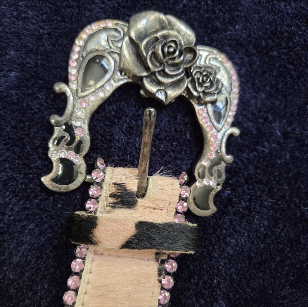 Vintage Betsy Johnson Floral Buckle Belt, Size S